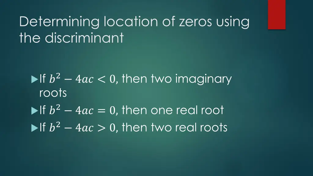 determining location of zeros using