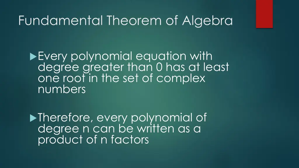 fundamental theorem of algebra
