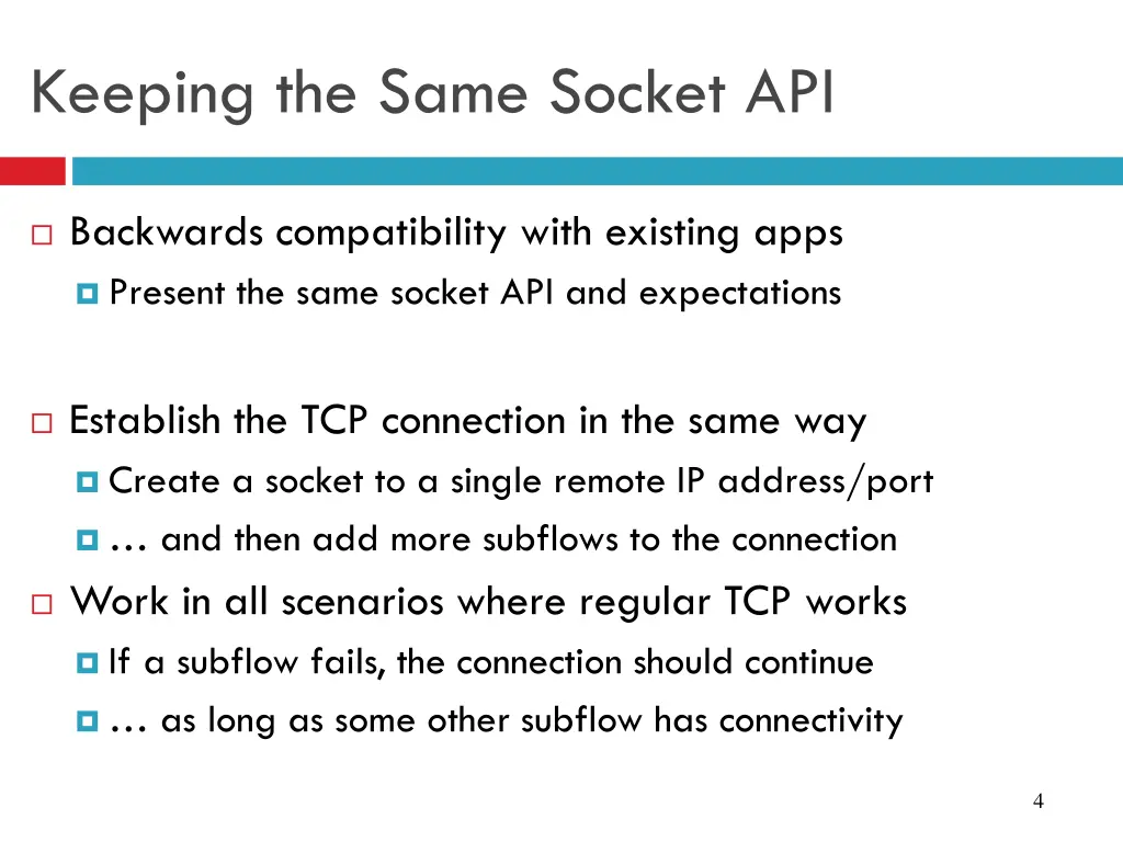keeping the same socket api