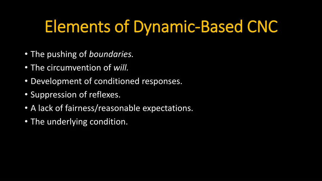elements of dynamic elements of dynamic based cnc