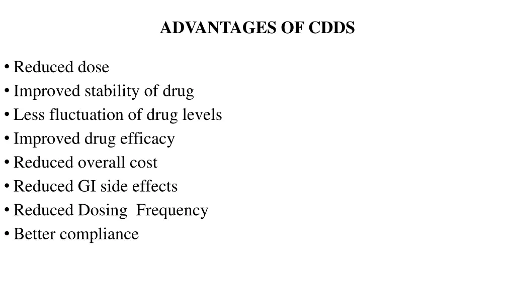advantages of cdds