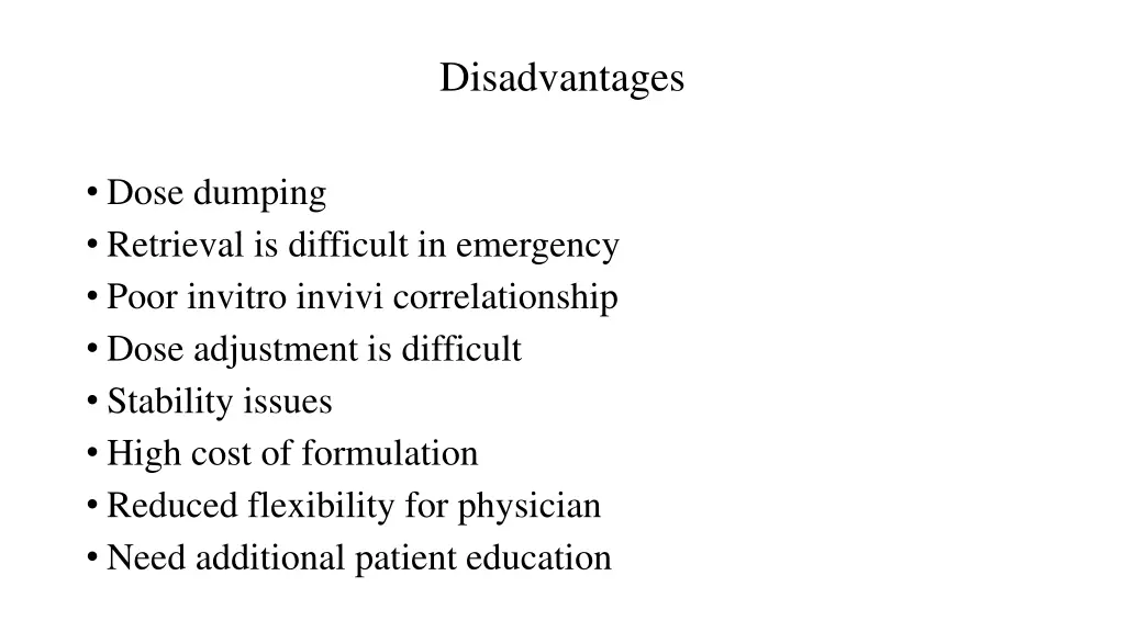 disadvantages