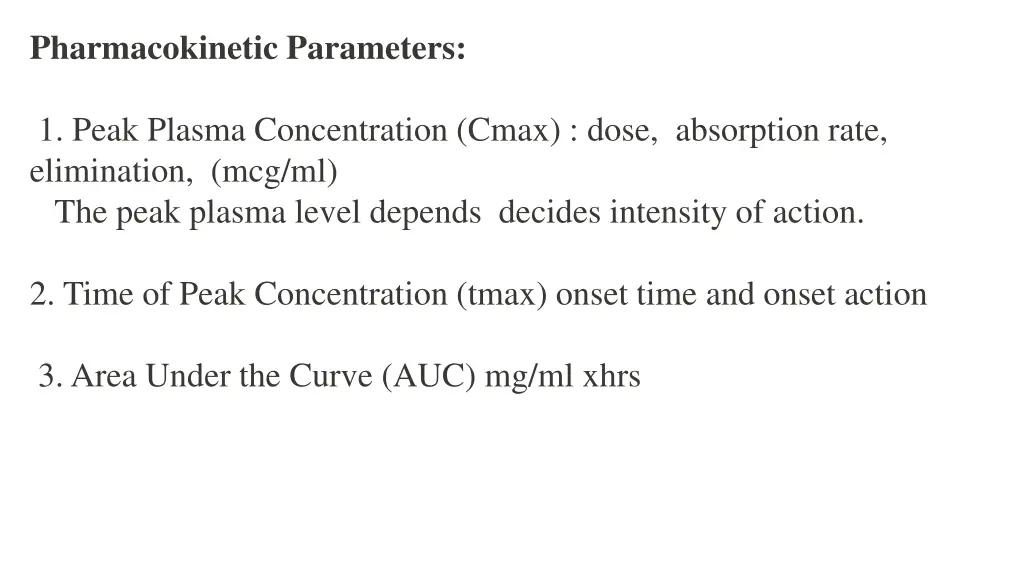 pharmacokinetic parameters