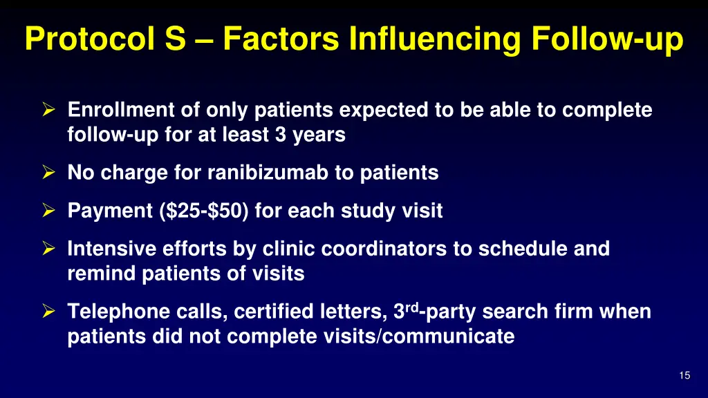 protocol s factors influencing follow up