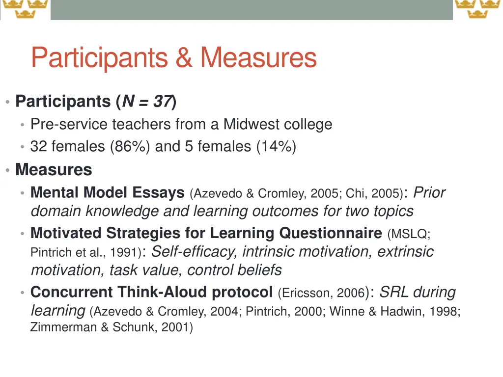 participants measures