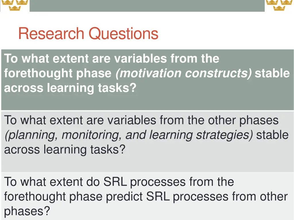 research questions
