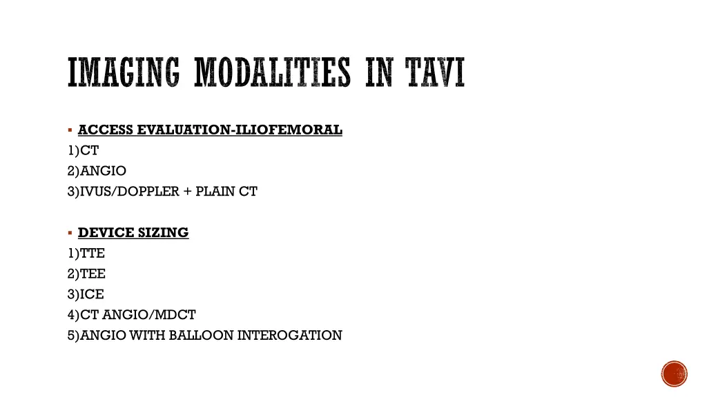 imaging modalities in tavi