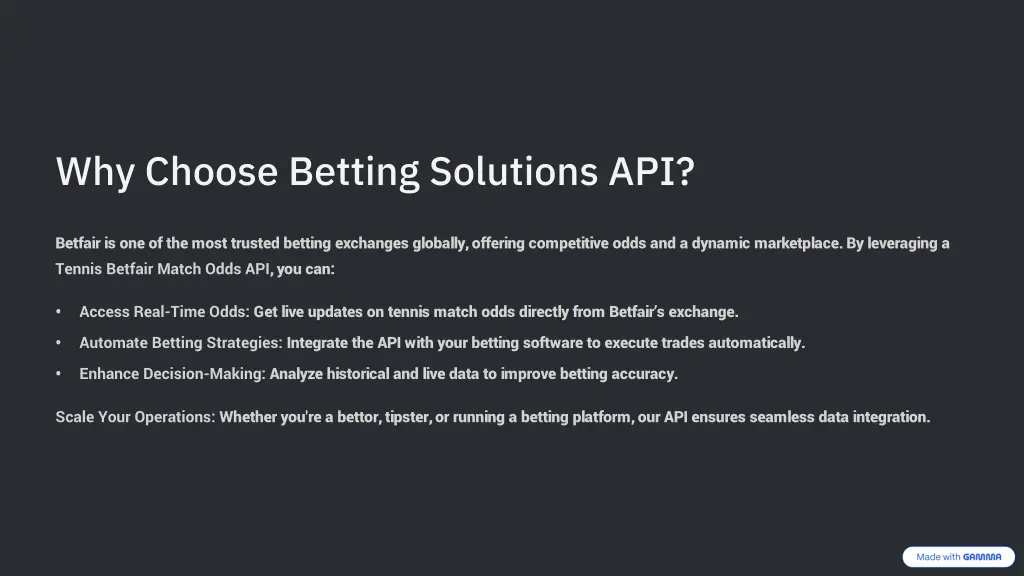 why choose betting solutions api