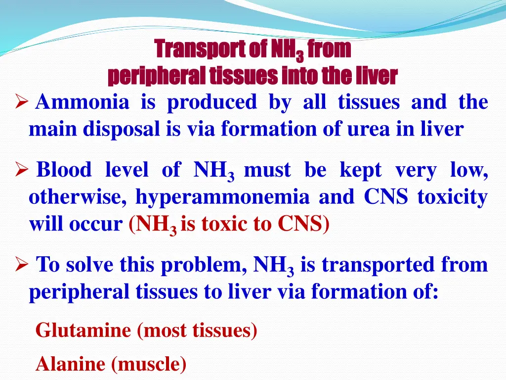 transport of nh transport of nh 3 3 from