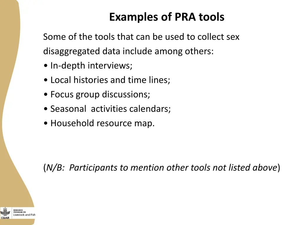examples of pra tools