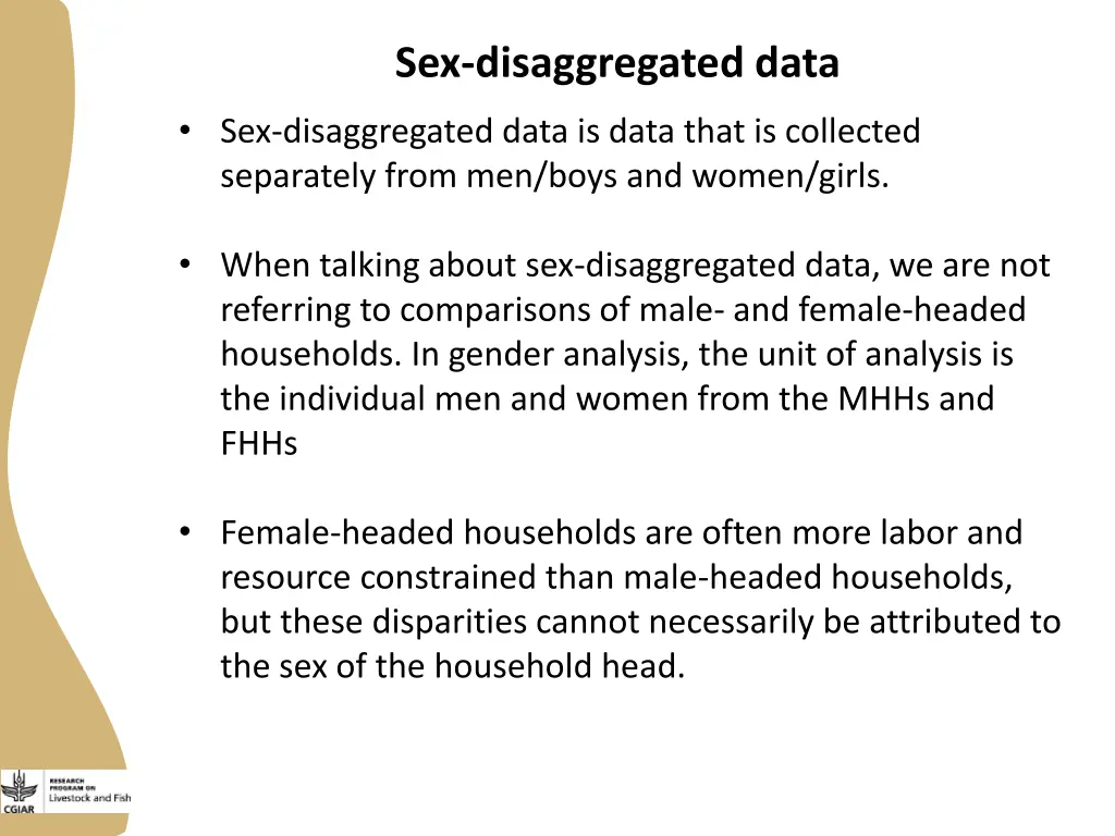 sex disaggregated data