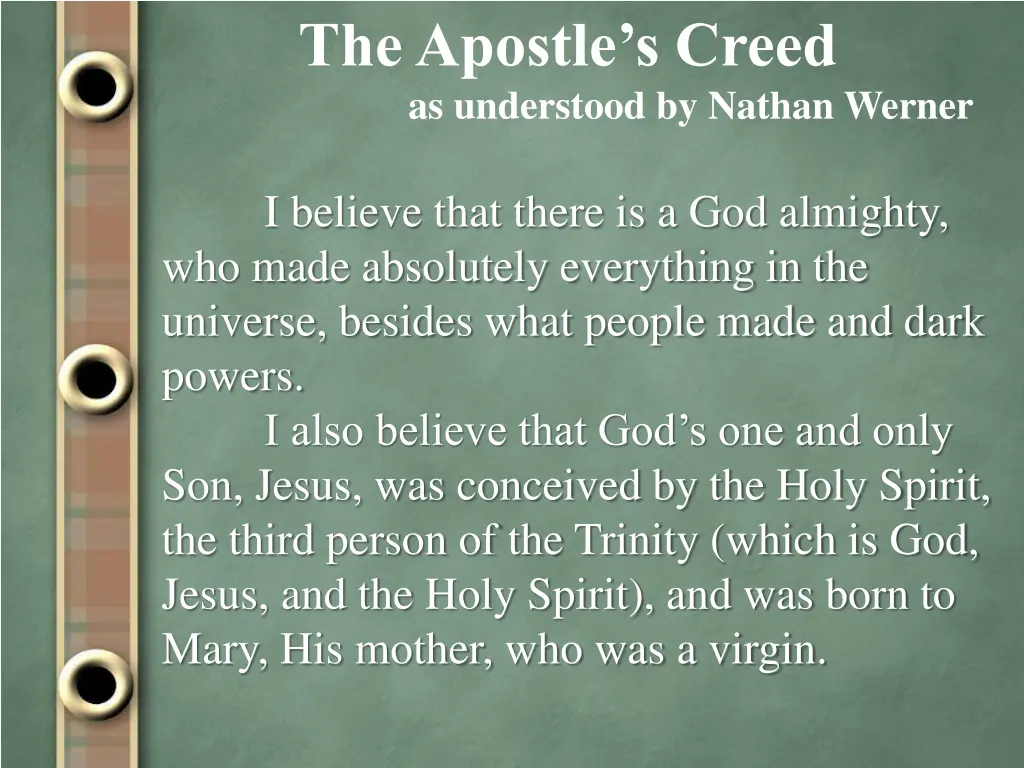 the apostle s creed as understood by nathan werner