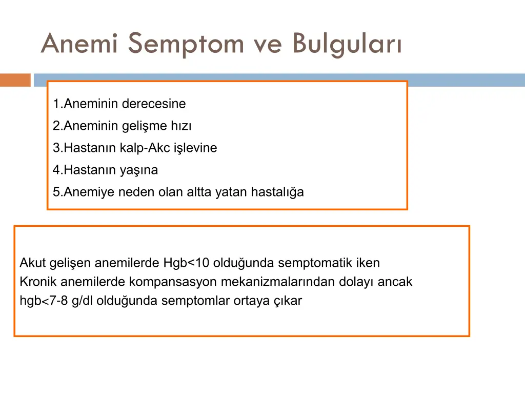 anemi semptom ve bulgular