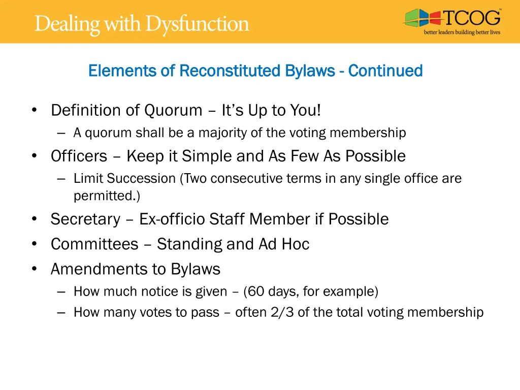 elements of reconstituted bylaws elements 1