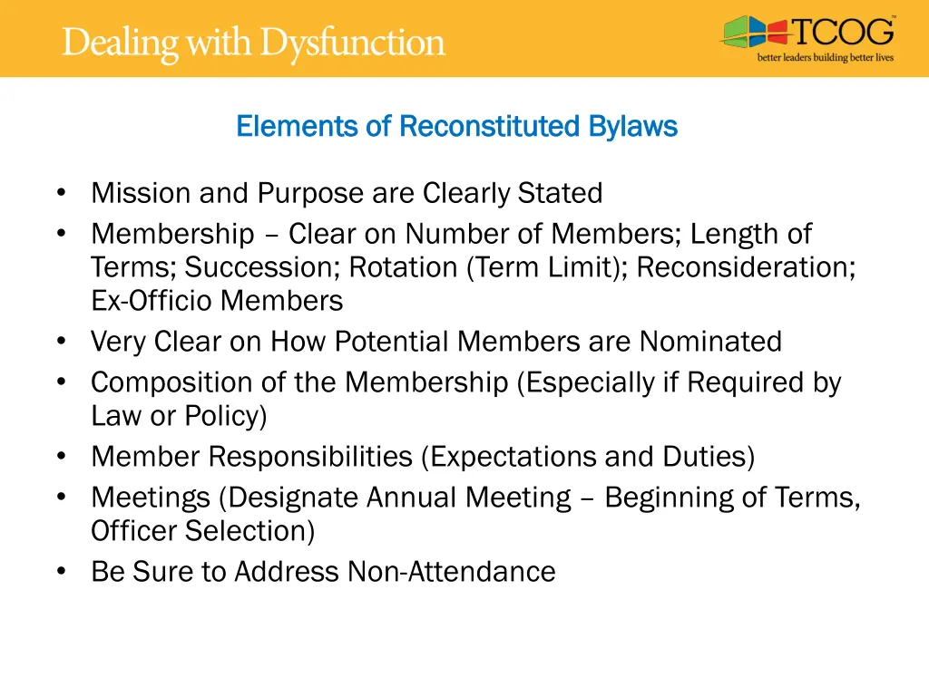 elements of reconstituted bylaws elements