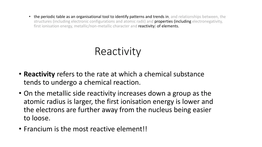 the periodic table as an organisational tool 13