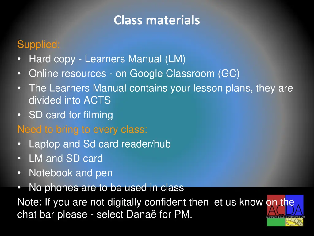 class materials