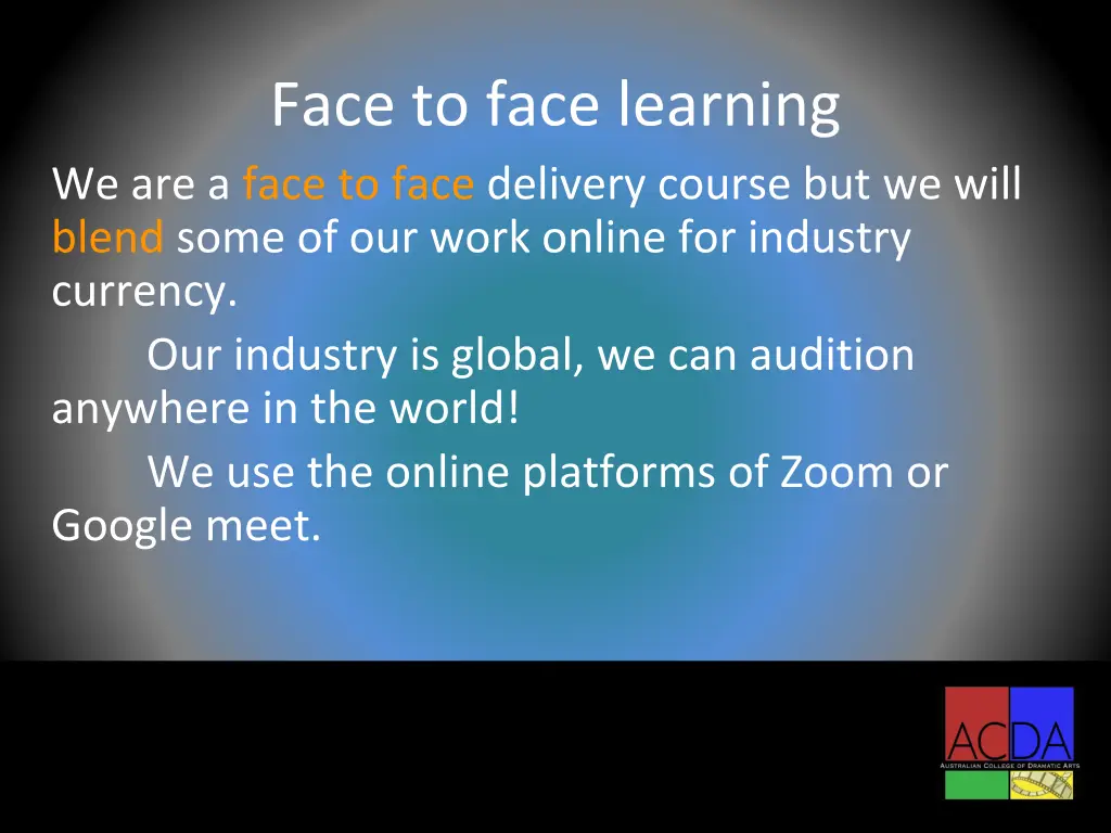 face to face learning we are a face to face