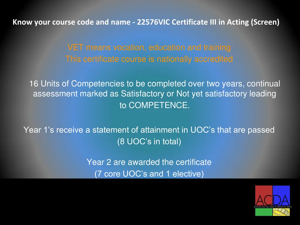 know your course code and name 22576vic