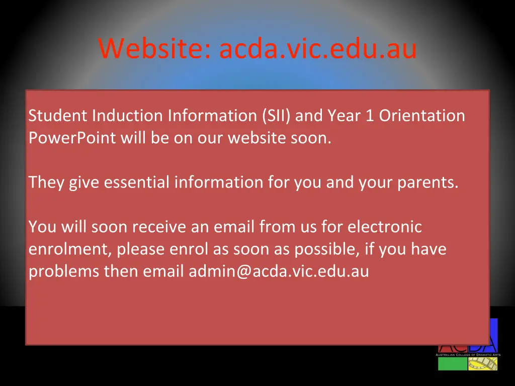 website acda vic edu au