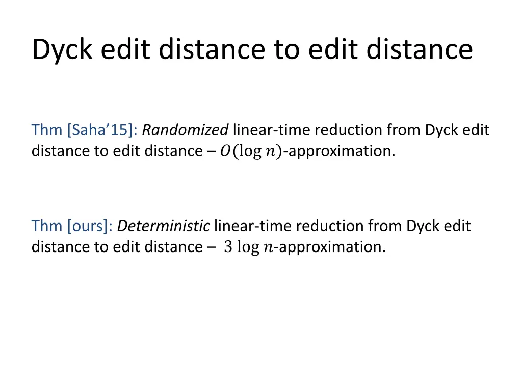 dyck edit distance to edit distance 2