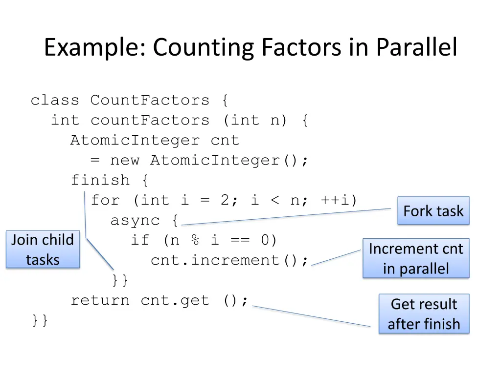 example counting factors in parallel