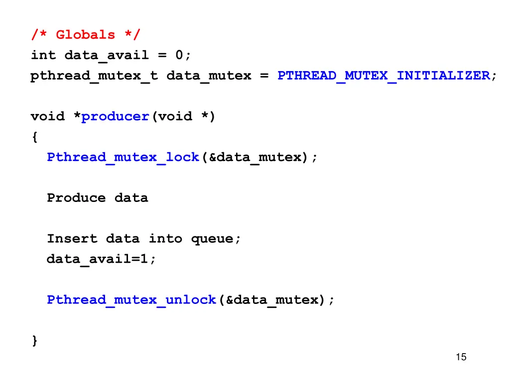 globals int data avail 0 pthread mutex t data