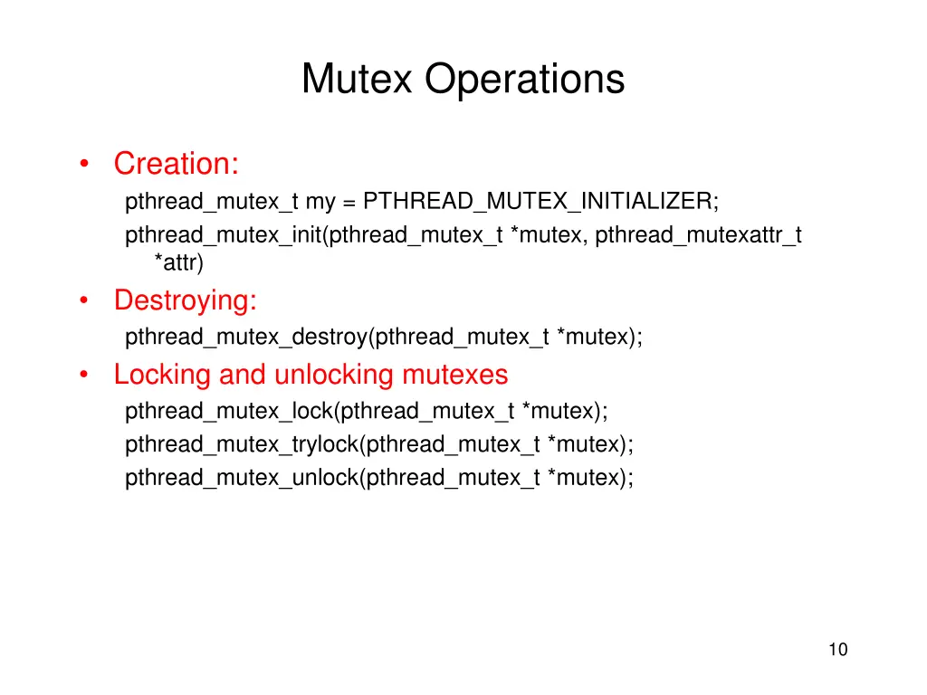 mutex operations