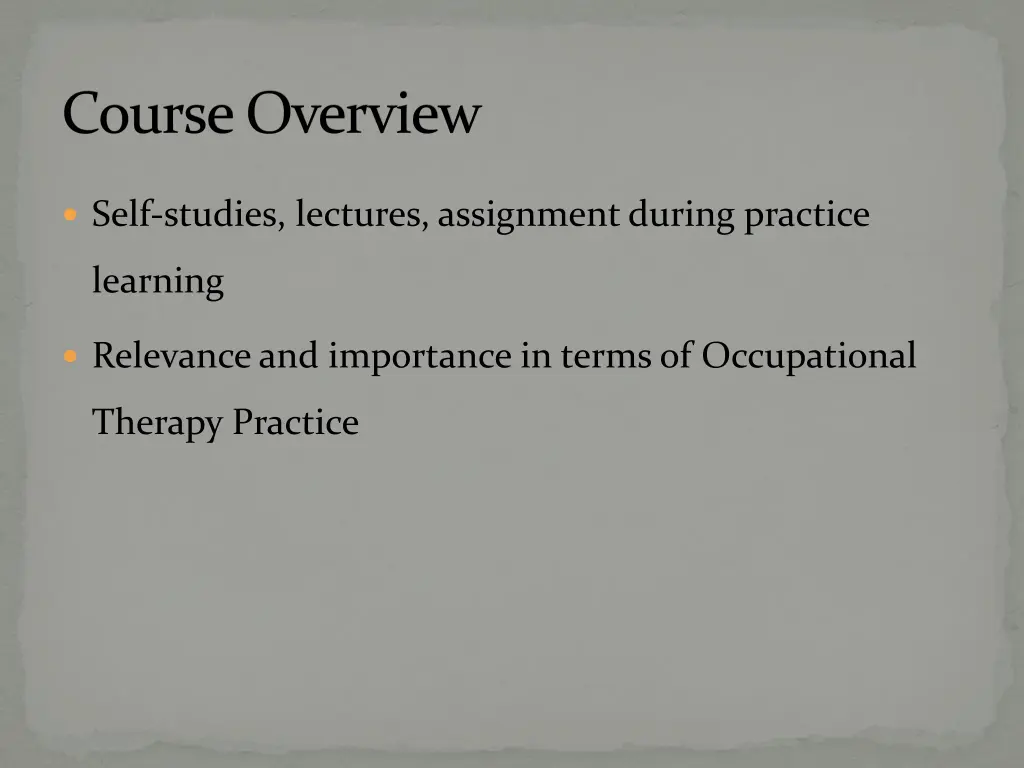 course overview