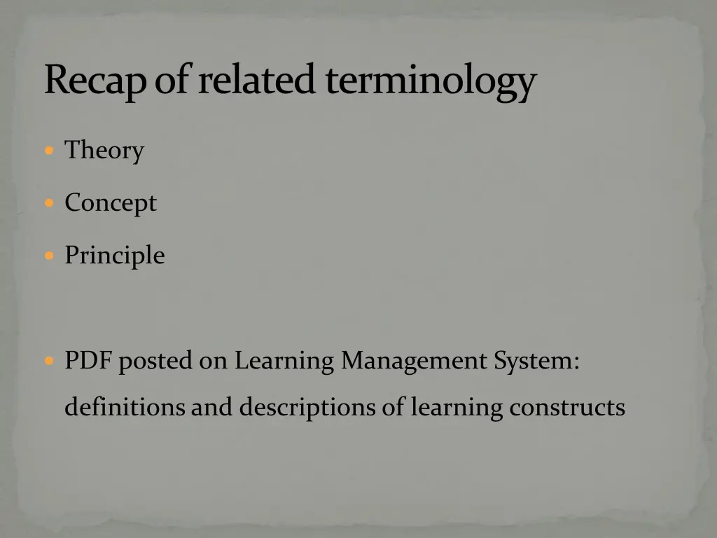 recap of related terminology