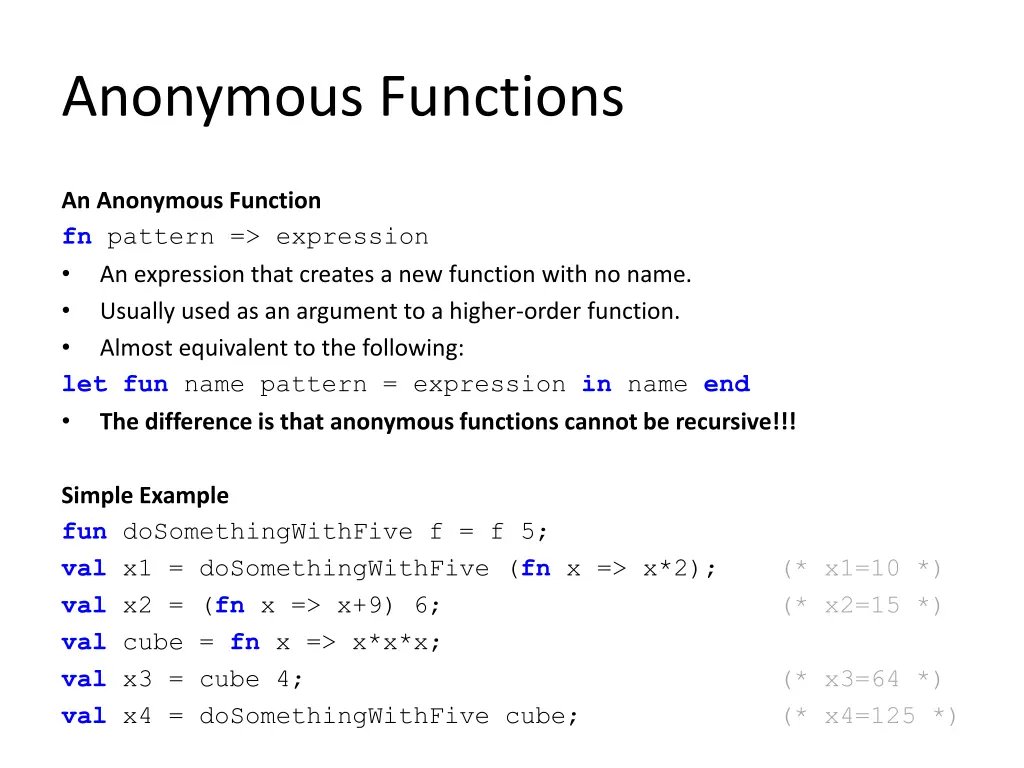 anonymous functions