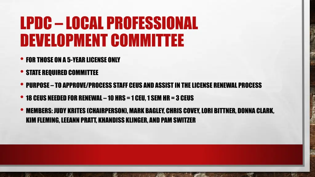 lpdc local professional development committee