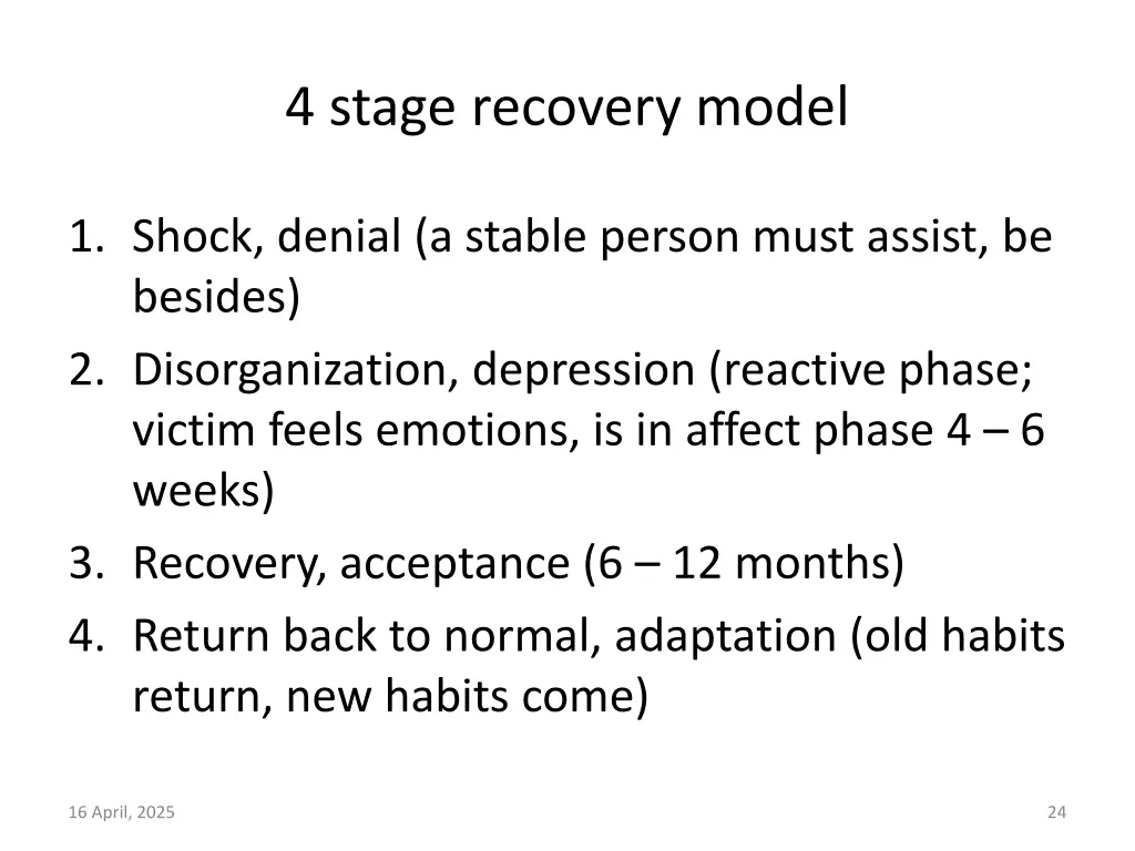 4 stage recovery model