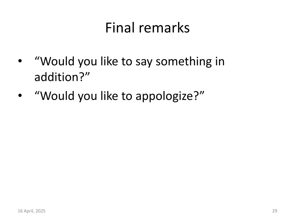 final remarks