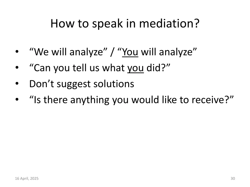 how to speak in mediation