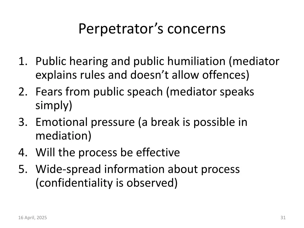 perpetrator s concerns