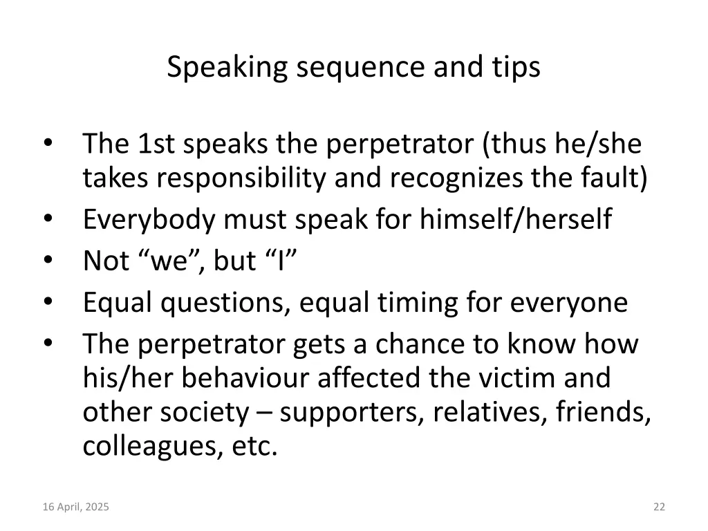 speaking sequence and tips