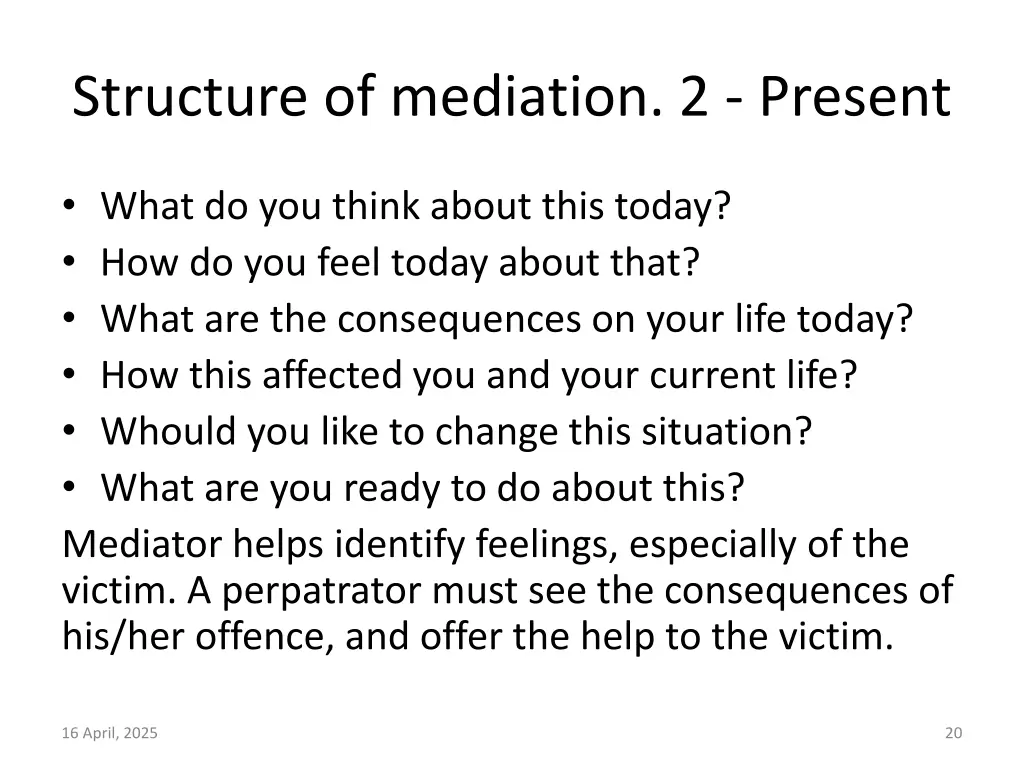 structure of mediation 2 present