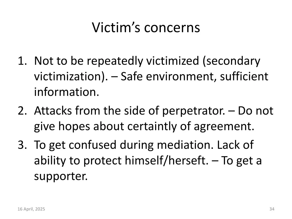 victim s concerns