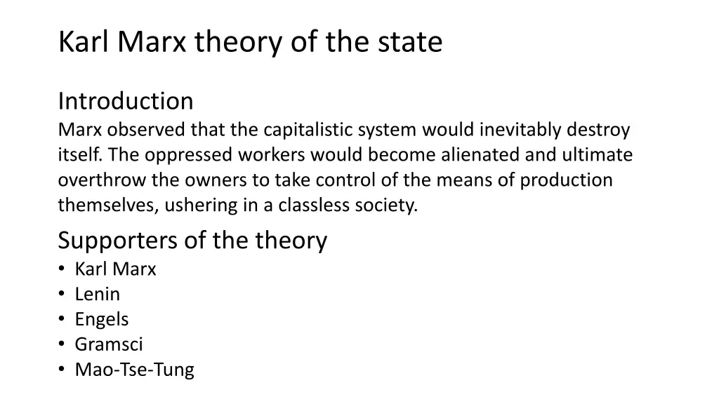 karl marx theory of the state