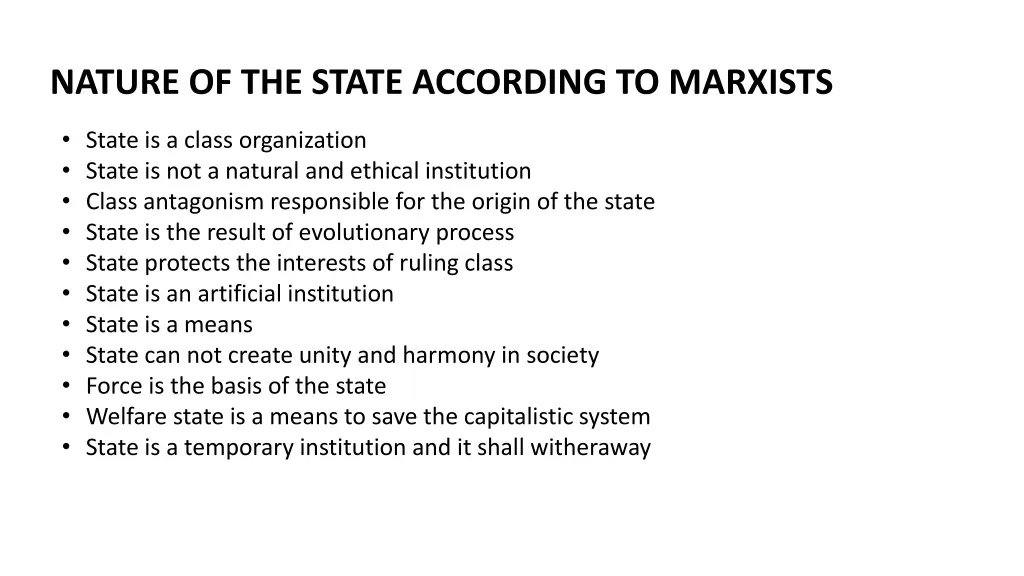 nature of the state according to marxists