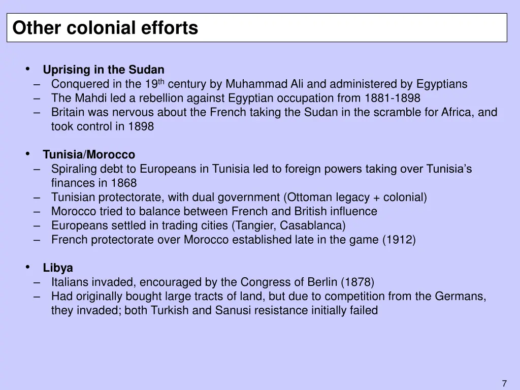 other colonial efforts