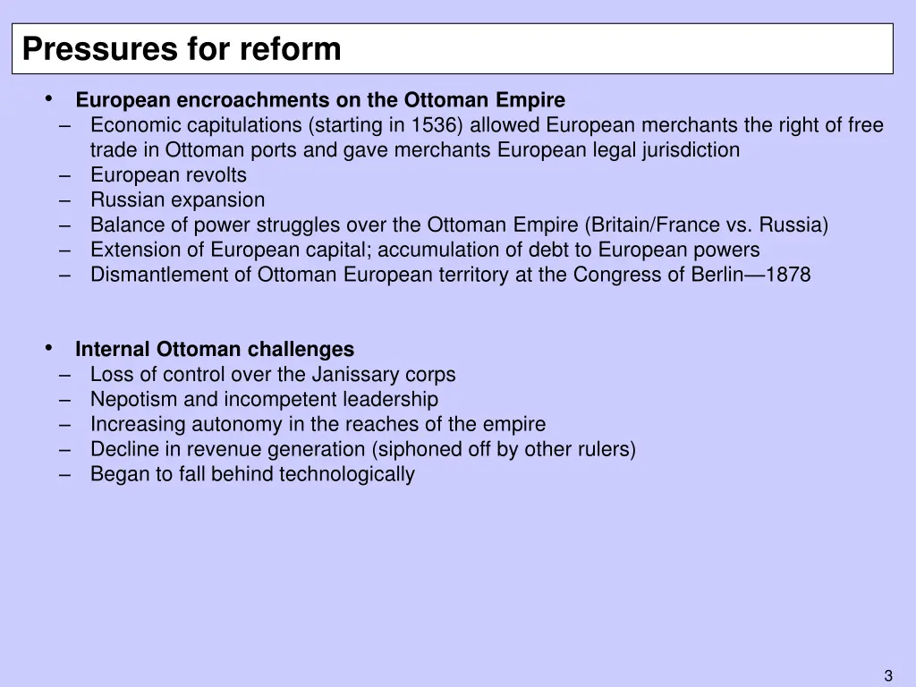 pressures for reform