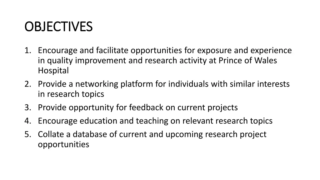 objectives objectives