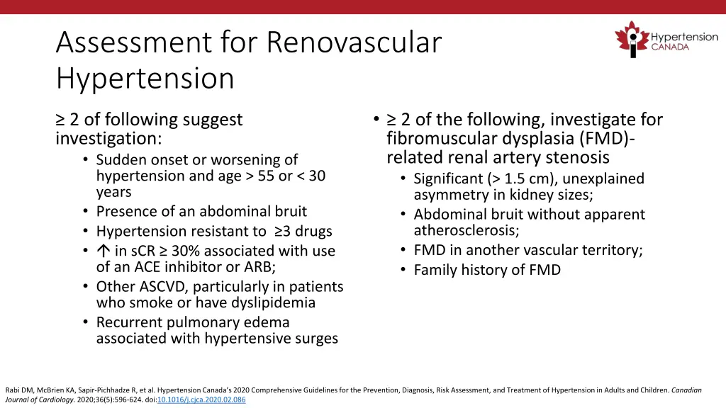 assessment for renovascular hypertension