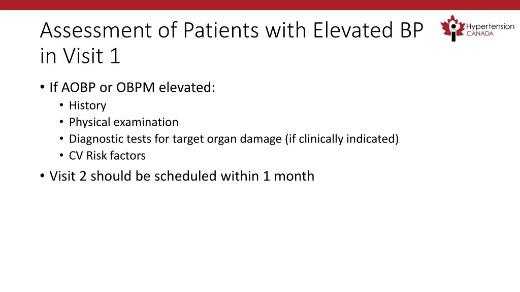 assessment of patients with elevated bp in visit 1