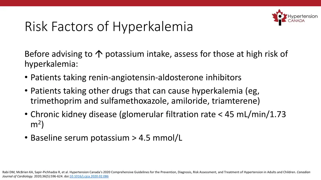 risk factors of hyperkalemia