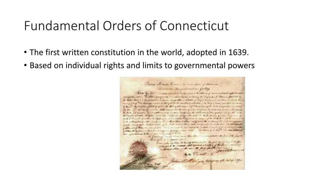 fundamental orders of connecticut