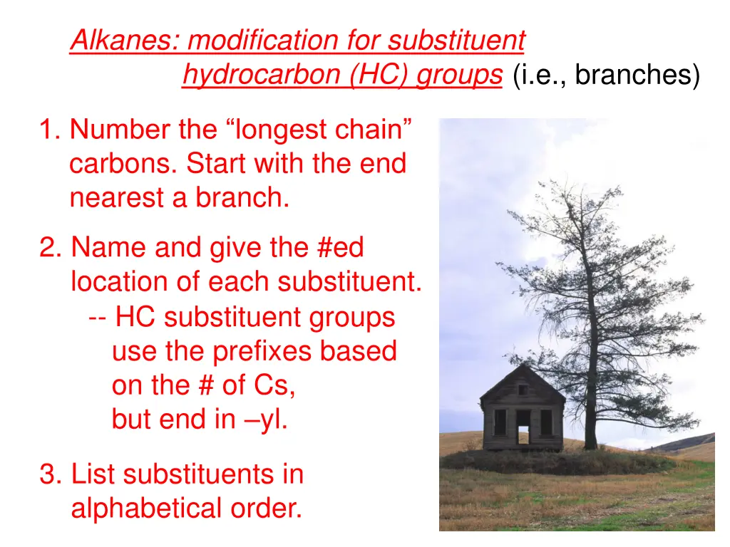 alkanes modification for substituent hydrocarbon