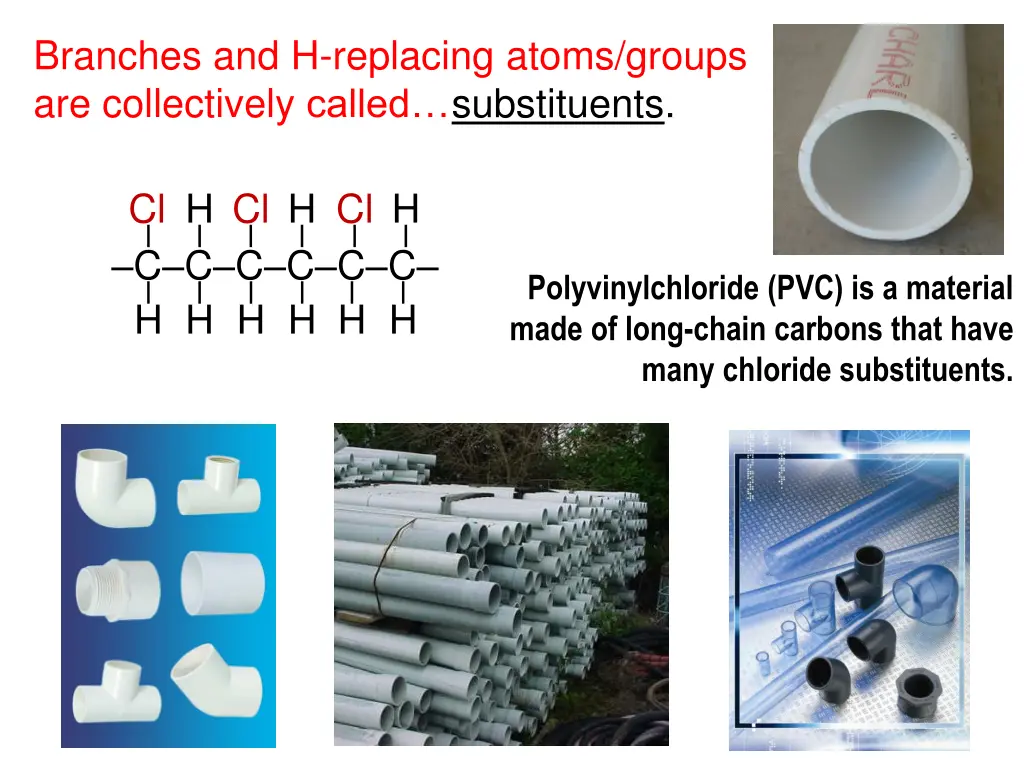 branches and h replacing atoms groups